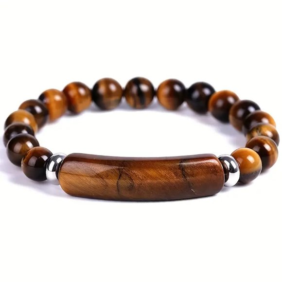 Tiger Eye Natural Stone Beads Stretchable Bracelet Beaded - Picture 1 of 1